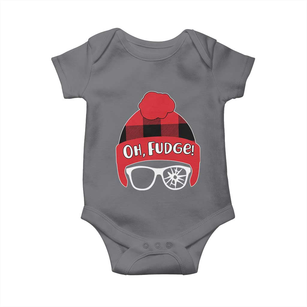Funny Christmas Movie Baby Onesie Oh Fudge Buffalo Plaid Printed Graphic Beanie Cap TS11 Charcoal Print Your Wear