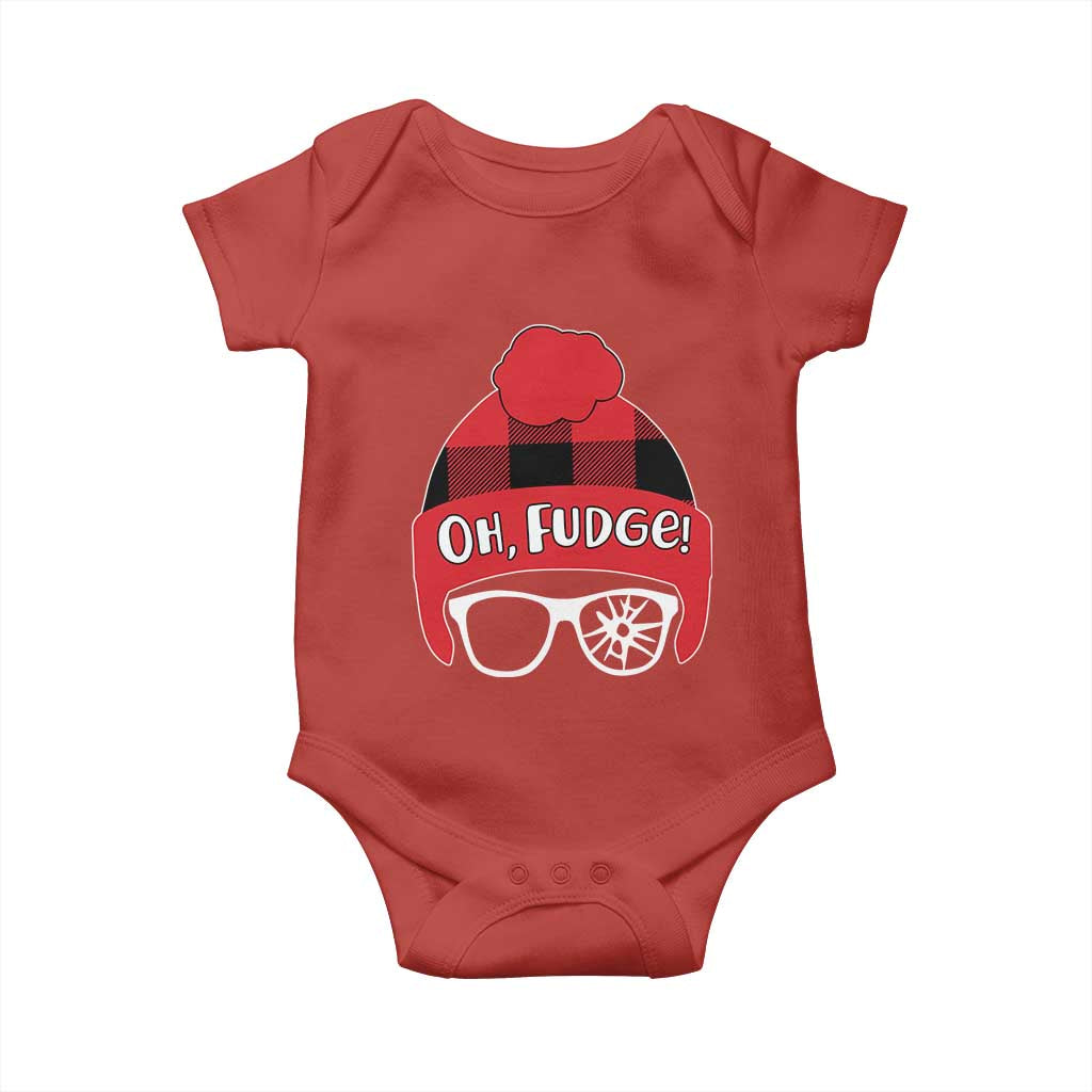 Funny Christmas Movie Baby Onesie Oh Fudge Buffalo Plaid Printed Graphic Beanie Cap TS11 Red Print Your Wear