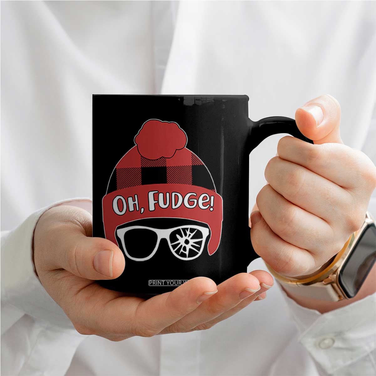 Funny Christmas Movie Coffee Mug Oh Fudge Buffalo Plaid Printed Graphic Beanie Cap TS11 Print Your Wear