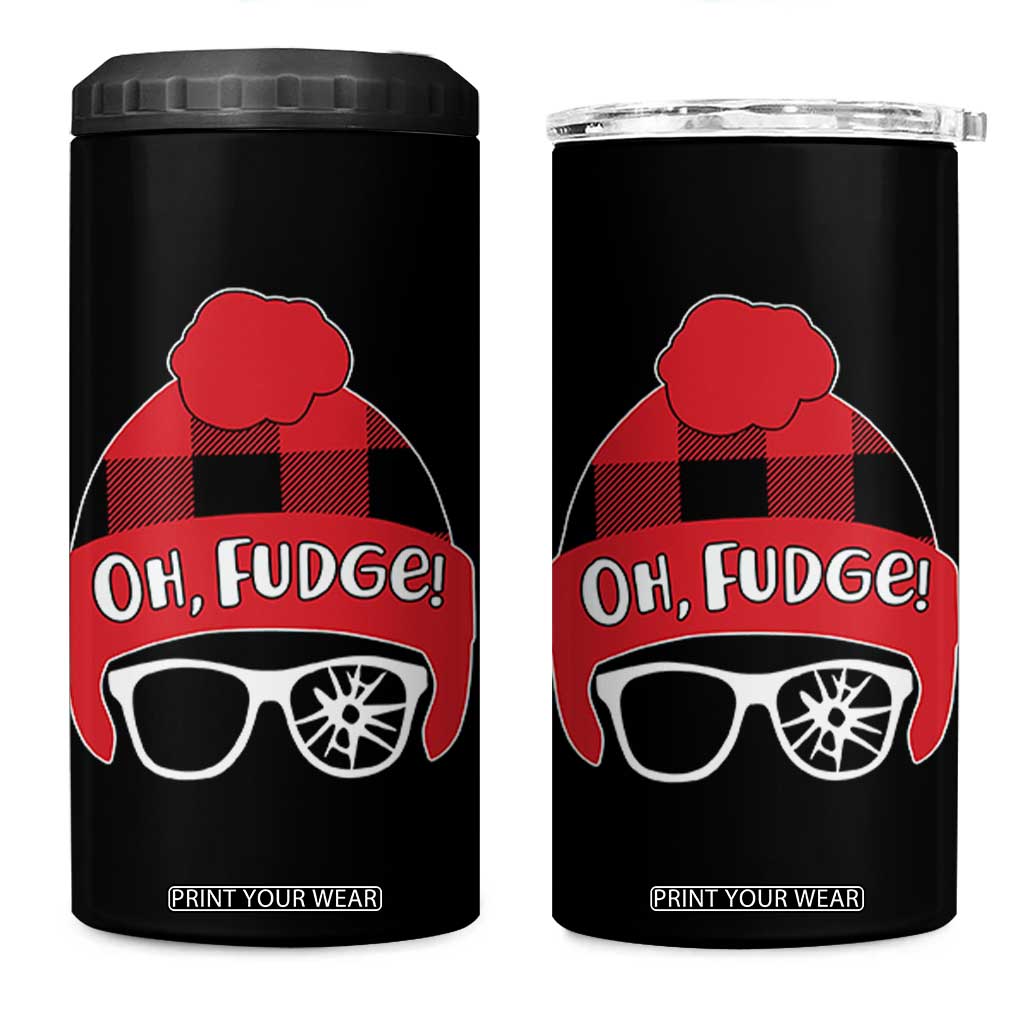Funny Christmas Movie 4 in 1 Can Cooler Tumbler Oh Fudge Buffalo Plaid Printed Graphic Beanie Cap TS11 One Size: 16 oz Black Print Your Wear