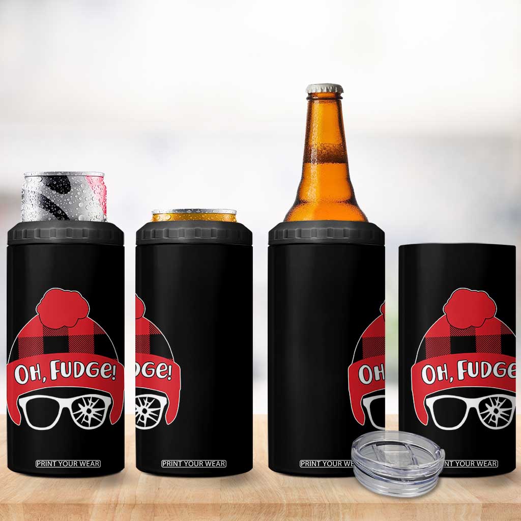 Funny Christmas Movie 4 in 1 Can Cooler Tumbler Oh Fudge Buffalo Plaid Printed Graphic Beanie Cap TS11 Print Your Wear