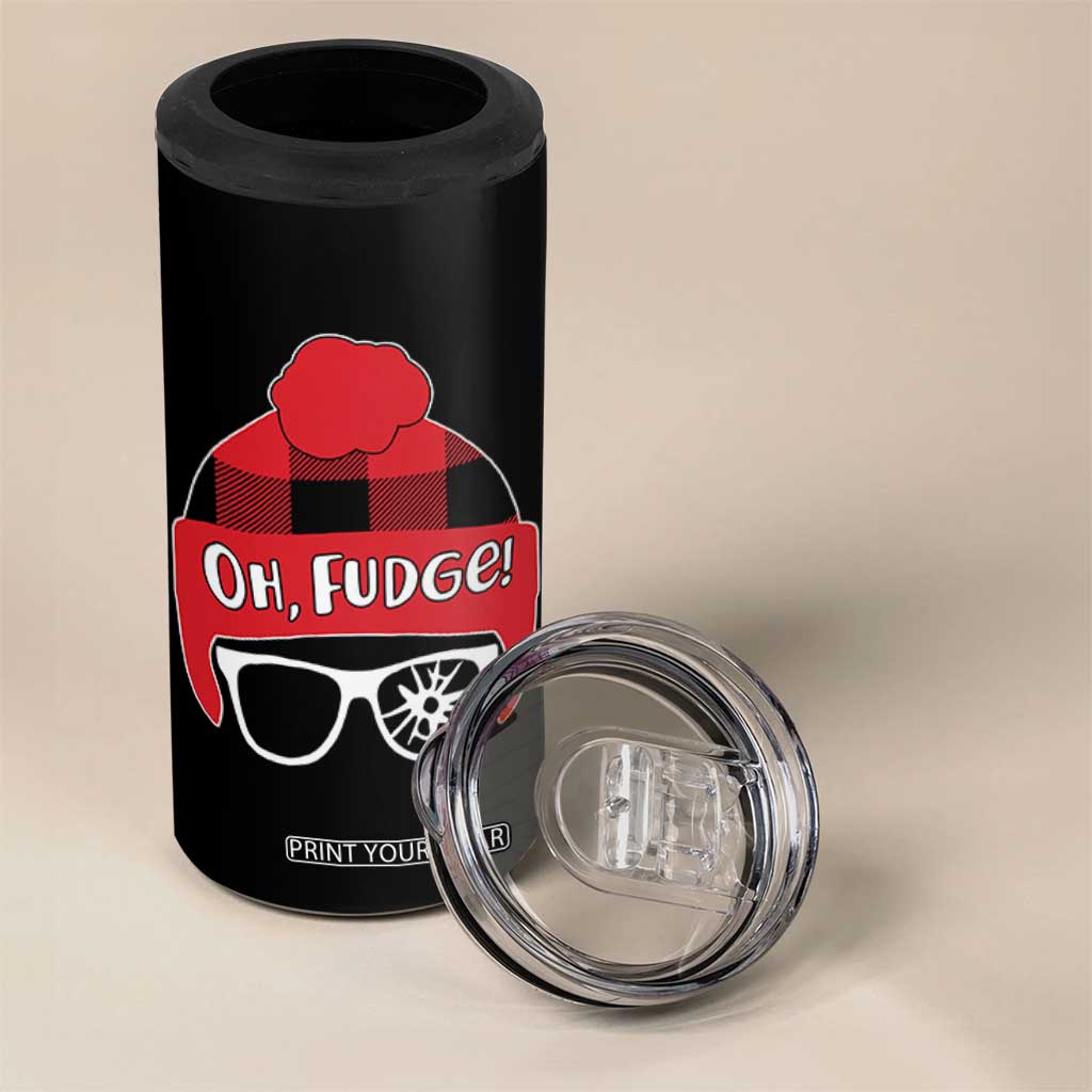 Funny Christmas Movie 4 in 1 Can Cooler Tumbler Oh Fudge Buffalo Plaid Printed Graphic Beanie Cap TS11 Print Your Wear