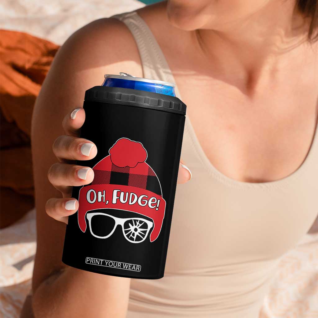 Funny Christmas Movie 4 in 1 Can Cooler Tumbler Oh Fudge Buffalo Plaid Printed Graphic Beanie Cap TS11 Print Your Wear