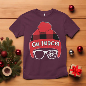 Funny Christmas Movie T Shirt Oh Fudge Buffalo Plaid Printed Graphic Beanie Cap TS11 Maroon Print Your Wear