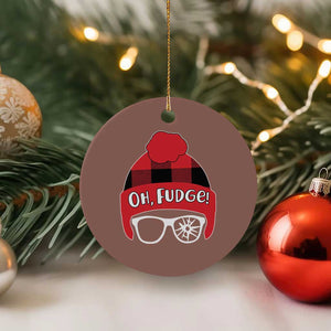 Funny Xmas Movie Ceramic Ornament Oh Fudge Buffalo Plaid Printed Graphic Beanie Cap TS11 1pc Mocha Print Your Wear