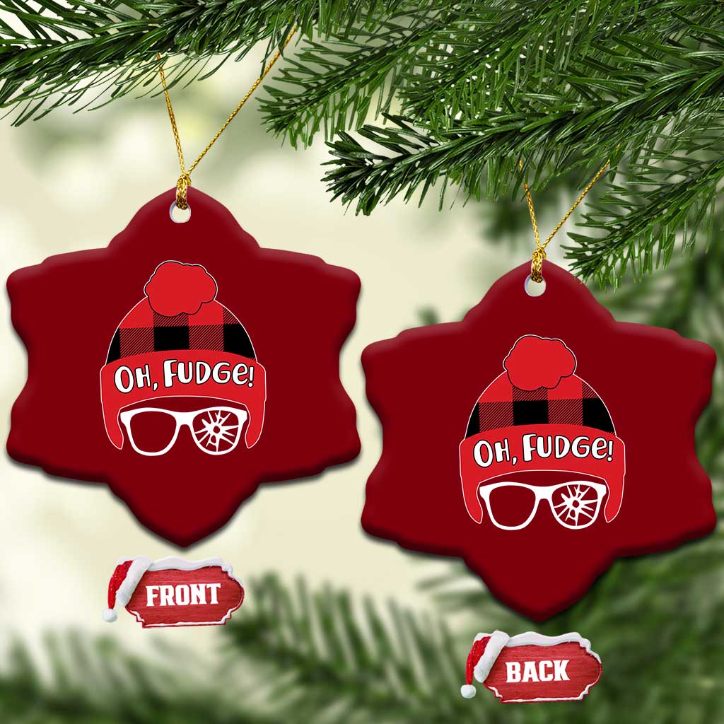 Funny Xmas Movie Ceramic Ornament Oh Fudge Buffalo Plaid Printed Graphic Beanie Cap TS11 Print Your Wear