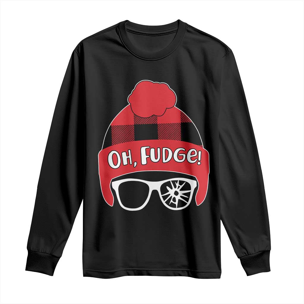 Funny Christmas Movie Long Sleeve Shirt Oh Fudge Buffalo Plaid Printed Graphic Beanie Cap TS11 Black Print Your Wear