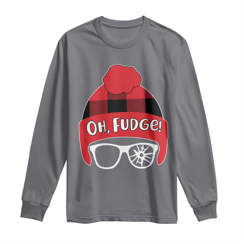 Funny Christmas Movie Long Sleeve Shirt Oh Fudge Buffalo Plaid Printed Graphic Beanie Cap TS11 Charcoal Print Your Wear