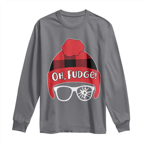Funny Christmas Movie Long Sleeve Shirt Oh Fudge Buffalo Plaid Printed Graphic Beanie Cap TS11 Charcoal Print Your Wear