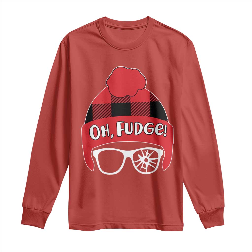 Funny Christmas Movie Long Sleeve Shirt Oh Fudge Buffalo Plaid Printed Graphic Beanie Cap TS11 Red Print Your Wear