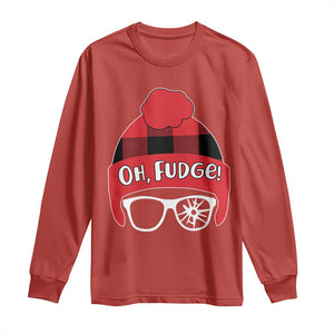 Funny Christmas Movie Long Sleeve Shirt Oh Fudge Buffalo Plaid Printed Graphic Beanie Cap TS11 Red Print Your Wear
