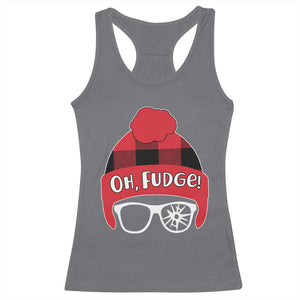 Funny Christmas Movie Racerback Tank Top Oh Fudge Buffalo Plaid Printed Graphic Beanie Cap TS11 Charcoal Print Your Wear