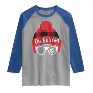 Funny Christmas Movie Raglan Shirt Oh Fudge Buffalo Plaid Printed Graphic Beanie Cap TS11 Sport Gray Royal Print Your Wear