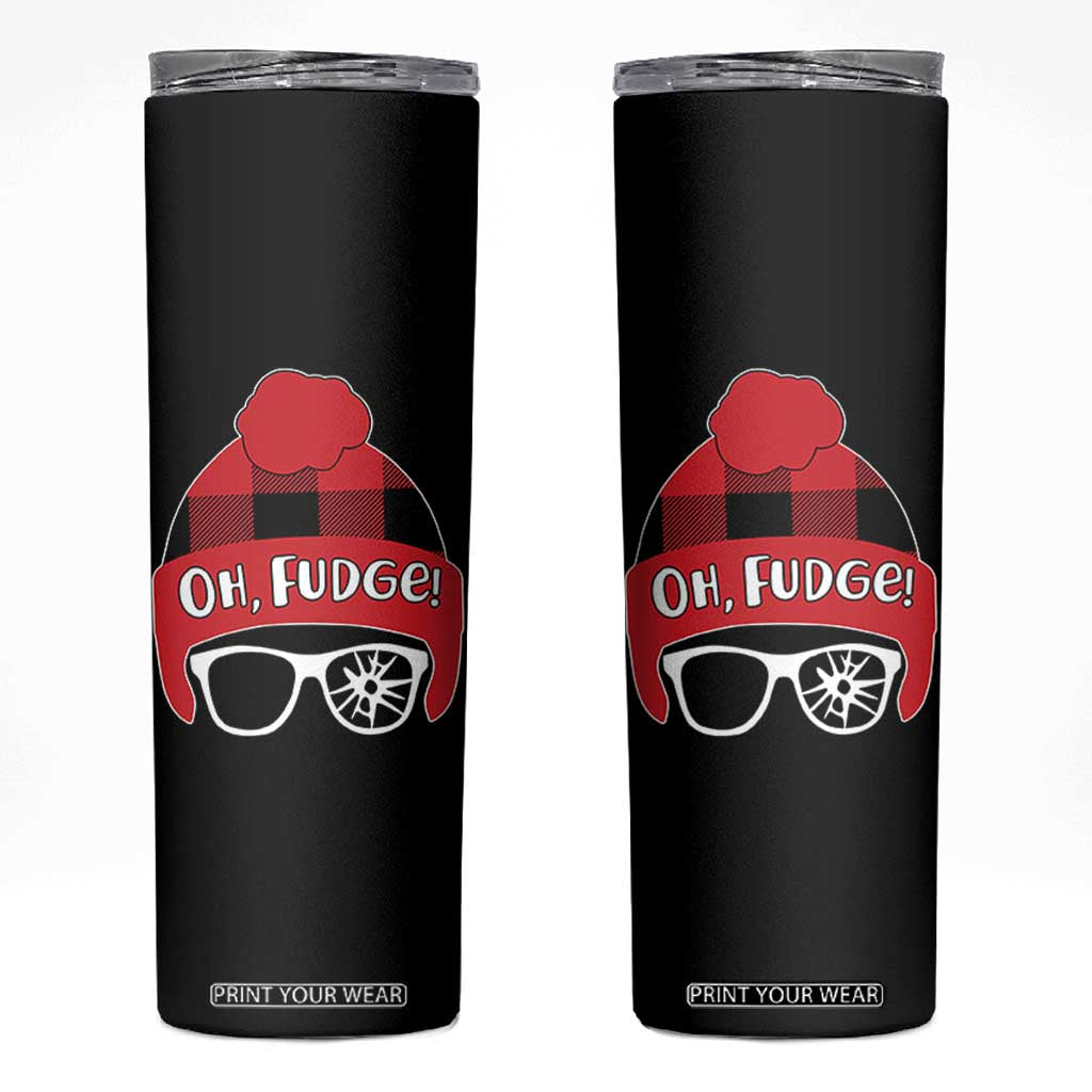 Funny Christmas Movie Skinny Tumbler Oh Fudge Buffalo Plaid Printed Graphic Beanie Cap TS11 Black Print Your Wear