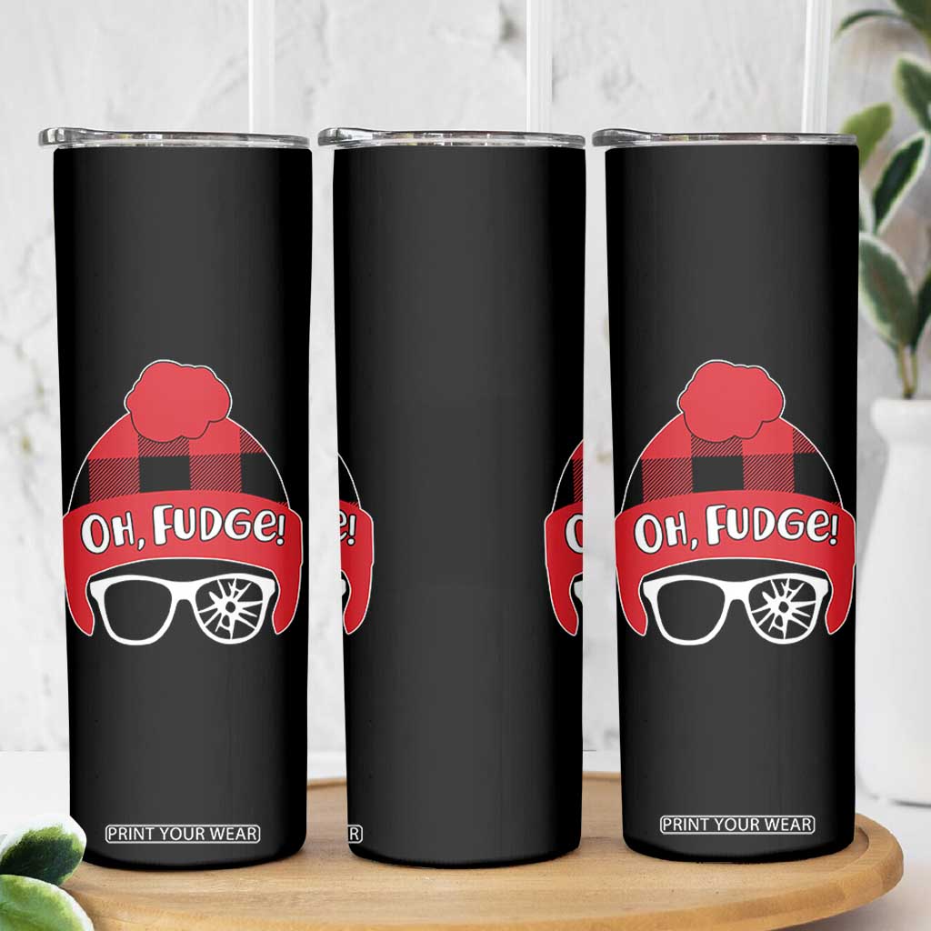 Funny Christmas Movie Skinny Tumbler Oh Fudge Buffalo Plaid Printed Graphic Beanie Cap TS11 Print Your Wear