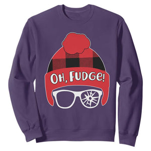 Funny Christmas Movie Sweatshirt Oh Fudge Buffalo Plaid Printed Graphic Beanie Cap TS11 Purple Print Your Wear