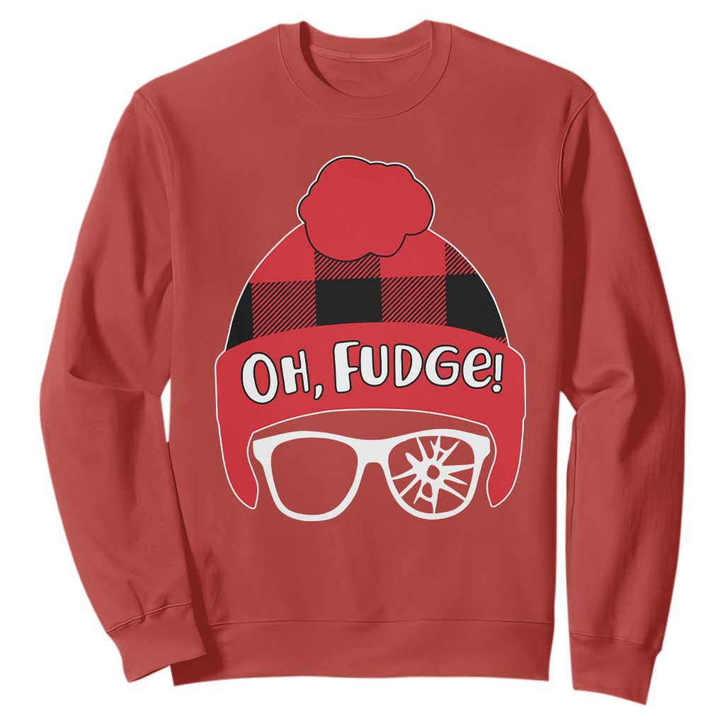 Funny Christmas Movie Sweatshirt Oh Fudge Buffalo Plaid Printed Graphic Beanie Cap TS11 Red Print Your Wear