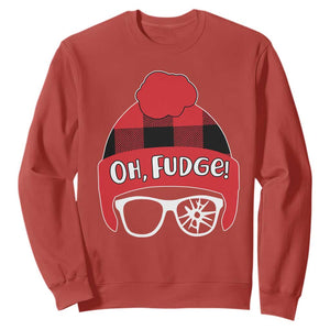 Funny Christmas Movie Sweatshirt Oh Fudge Buffalo Plaid Printed Graphic Beanie Cap TS11 Red Print Your Wear
