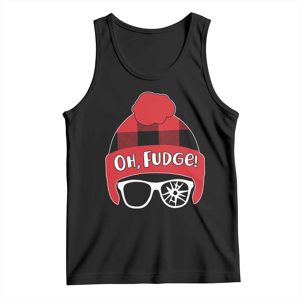 Funny Christmas Movie Tank Top Oh Fudge Buffalo Plaid Printed Graphic Beanie Cap TS11 Black Print Your Wear