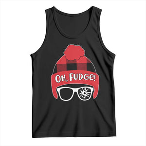 Funny Christmas Movie Tank Top Oh Fudge Buffalo Plaid Printed Graphic Beanie Cap TS11 Black Print Your Wear
