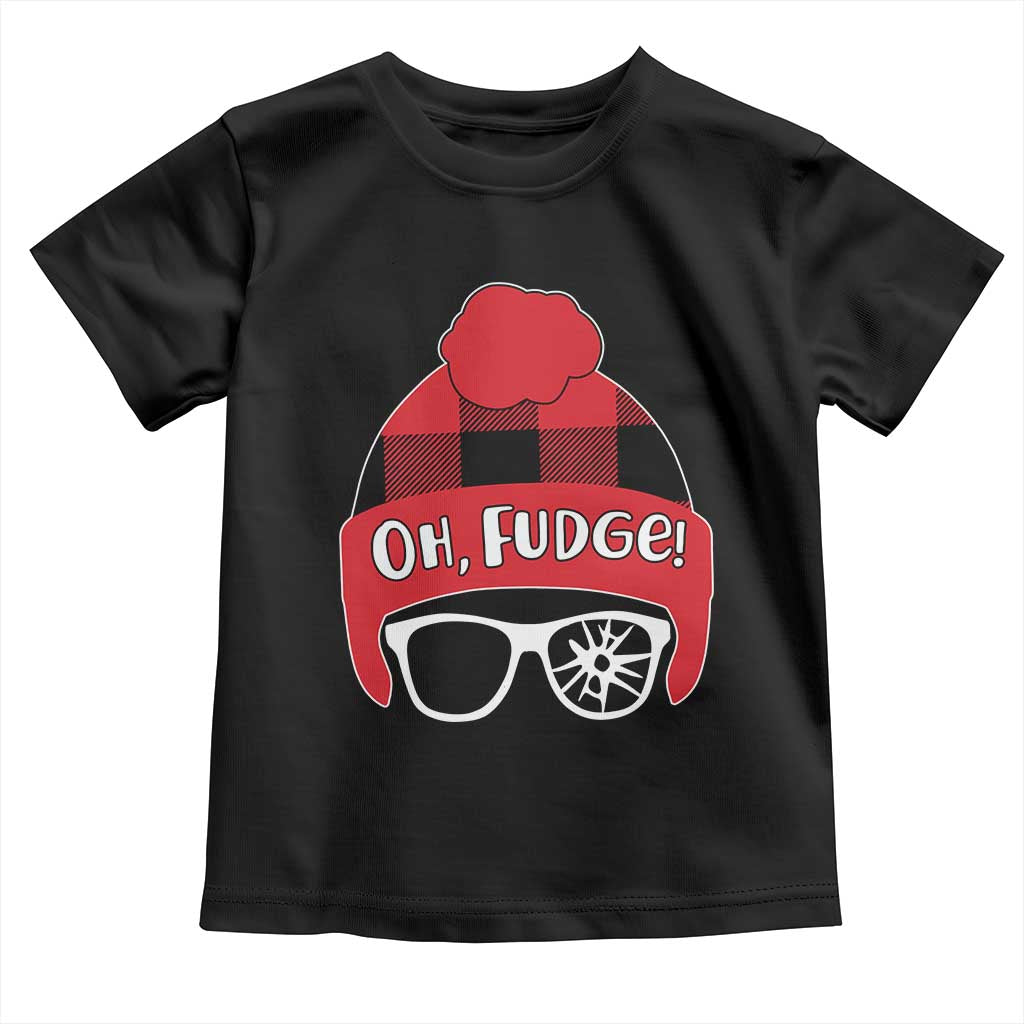 Funny Christmas Movie Toddler T Shirt Oh Fudge Buffalo Plaid Printed Graphic Beanie Cap TS11 Black Print Your Wear