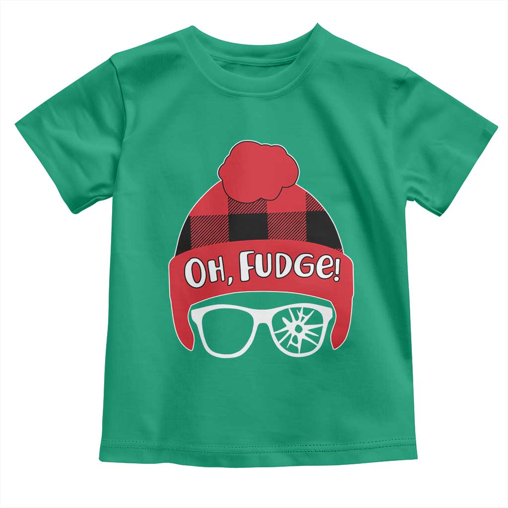 Funny Christmas Movie Toddler T Shirt Oh Fudge Buffalo Plaid Printed Graphic Beanie Cap TS11 Irish Green Print Your Wear