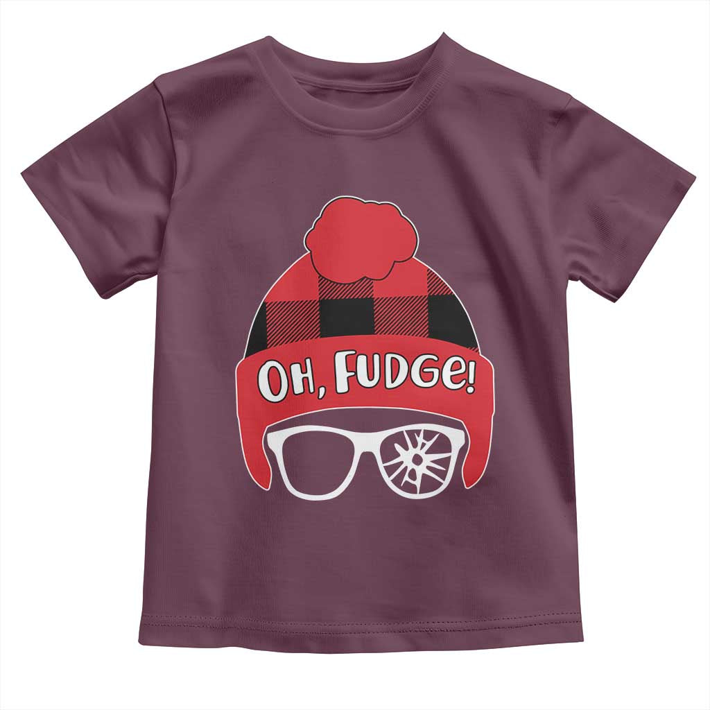 Funny Christmas Movie Toddler T Shirt Oh Fudge Buffalo Plaid Printed Graphic Beanie Cap TS11 Maroon Print Your Wear