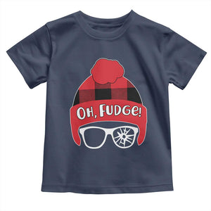Funny Christmas Movie Toddler T Shirt Oh Fudge Buffalo Plaid Printed Graphic Beanie Cap TS11 Navy Print Your Wear