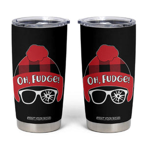 Funny Christmas Movie Tumbler Cup Oh Fudge Buffalo Plaid Printed Graphic Beanie Cap TS11 Black Print Your Wear