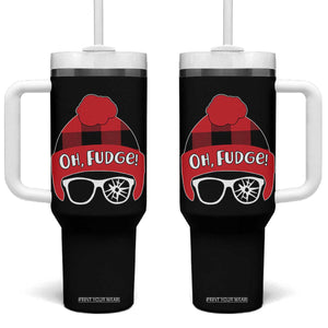 Funny Christmas Movie Tumbler With Handle Oh Fudge Buffalo Plaid Printed Graphic Beanie Cap TS11 One Size: 40 oz Black Print Your Wear