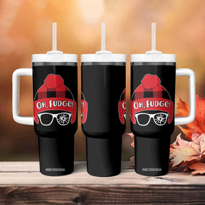 Funny Christmas Movie Tumbler With Handle Oh Fudge Buffalo Plaid Printed Graphic Beanie Cap TS11 Print Your Wear