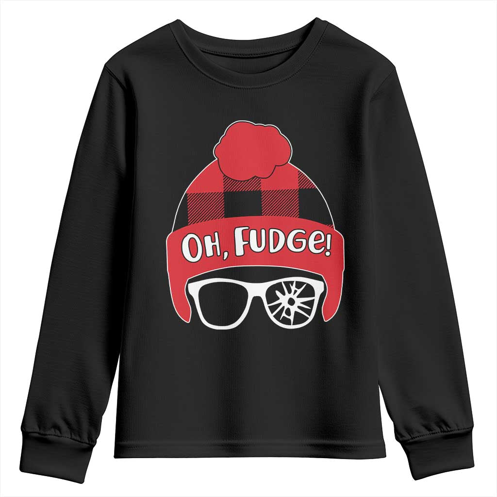 Funny Christmas Movie Youth Sweatshirt Oh Fudge Buffalo Plaid Printed Graphic Beanie Cap TS11 Black Print Your Wear