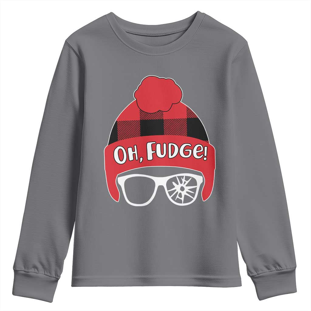 Funny Christmas Movie Youth Sweatshirt Oh Fudge Buffalo Plaid Printed Graphic Beanie Cap TS11 Charcoal Print Your Wear