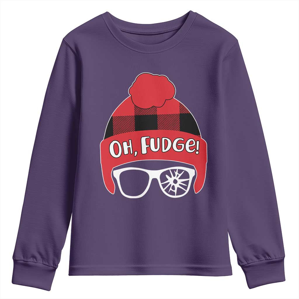 Funny Christmas Movie Youth Sweatshirt Oh Fudge Buffalo Plaid Printed Graphic Beanie Cap TS11 Purple Print Your Wear