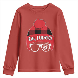 Funny Christmas Movie Youth Sweatshirt Oh Fudge Buffalo Plaid Printed Graphic Beanie Cap TS11 Red Print Your Wear