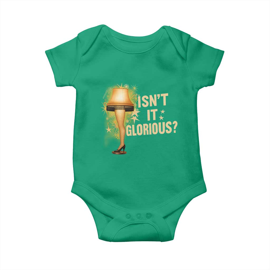 Funny Christmas Movie Leg Lamp Baby Onesie Isnt It Glorious TS11 Irish Green Print Your Wear