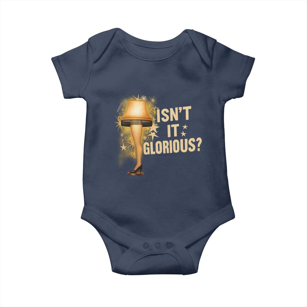 Funny Christmas Movie Leg Lamp Baby Onesie Isnt It Glorious TS11 Navy Print Your Wear