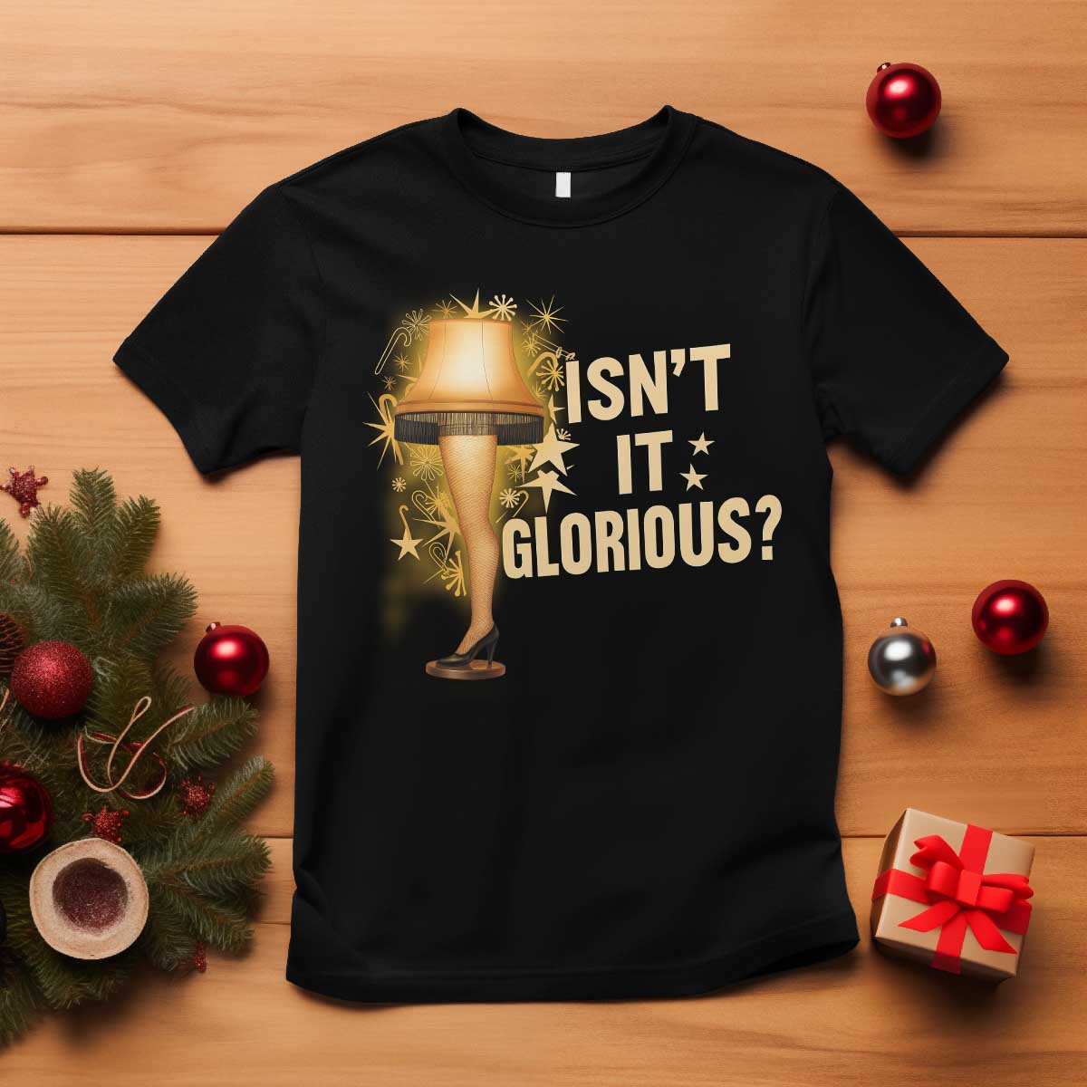 Funny Christmas Movie Leg Lamp T Shirt Isnt It Glorious TS11 Black Print Your Wear