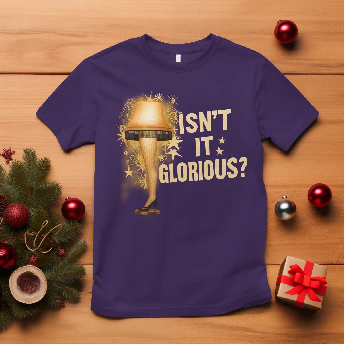 Funny Christmas Movie Leg Lamp T Shirt Isnt It Glorious TS11 Purple Print Your Wear