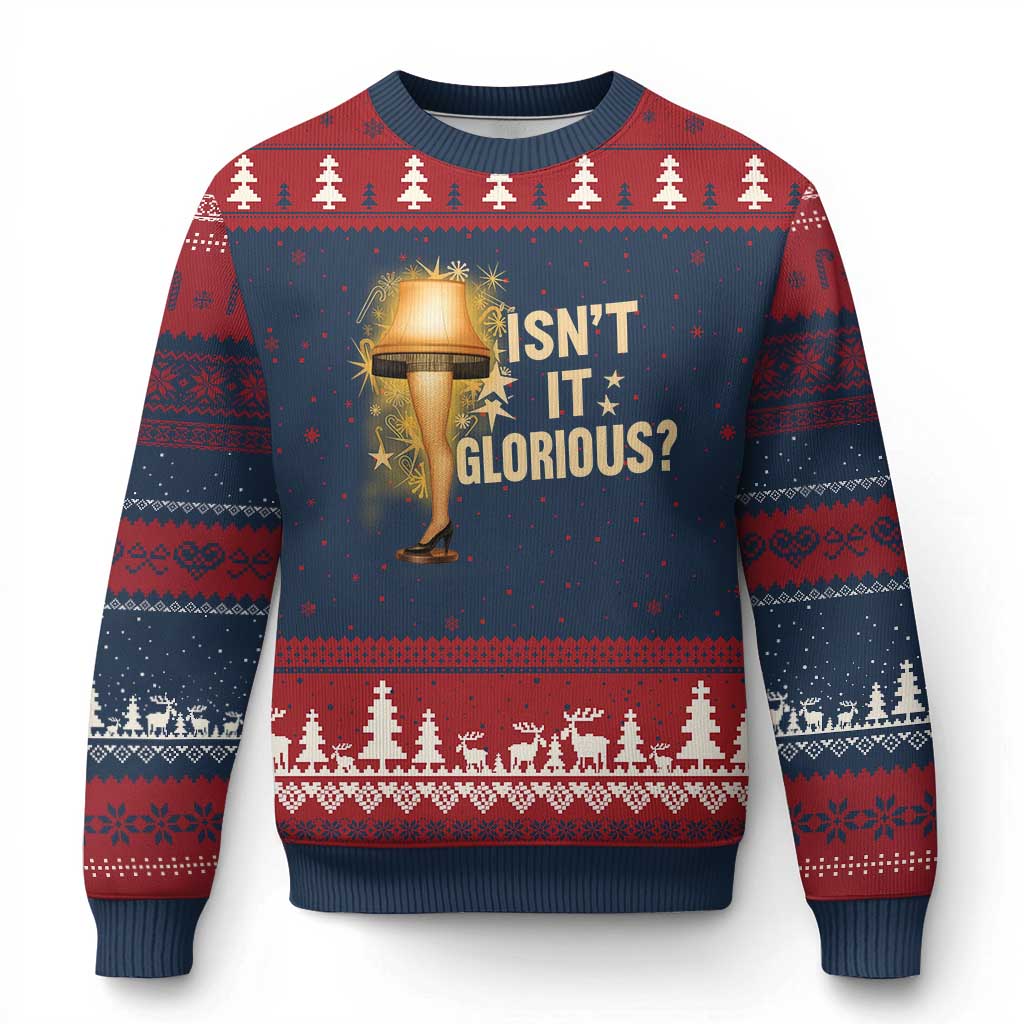 Funny Xmas Movie Leg Lamp Ugly Christmas Sweater Isnt It Glorious TS11 Navy Red Print Your Wear