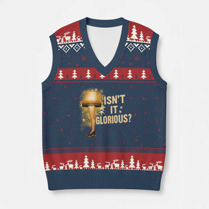 Funny Xmas Movie Leg Lamp V-Neck Knit Sweater Vest Isnt It Glorious TS11 Navy Red Print Your Wear
