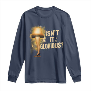 Funny Christmas Movie Leg Lamp Long Sleeve Shirt Isnt It Glorious TS11 Navy Print Your Wear