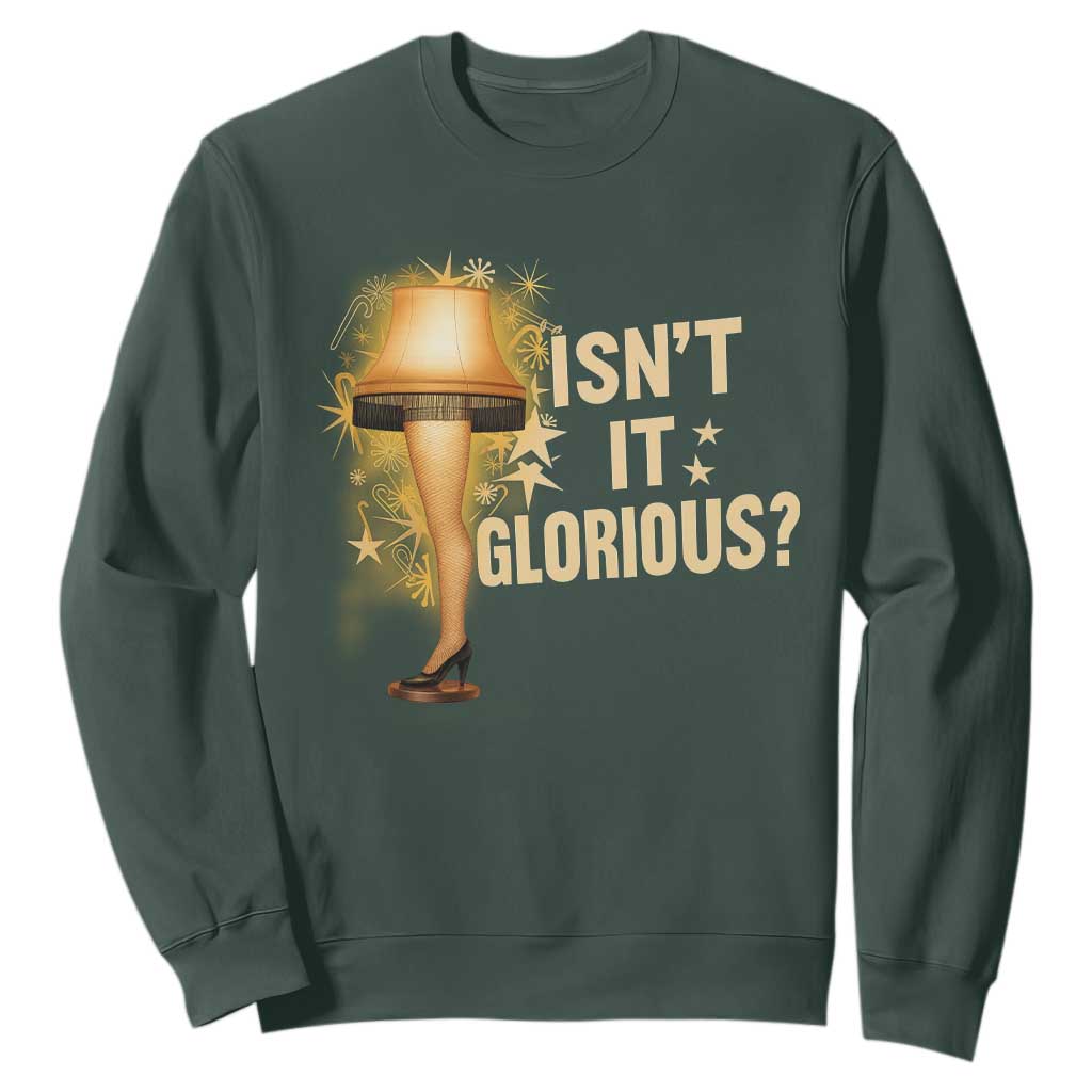Funny Christmas Movie Leg Lamp Sweatshirt Isnt It Glorious TS11 Dark Forest Green Print Your Wear
