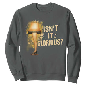 Funny Christmas Movie Leg Lamp Sweatshirt Isnt It Glorious TS11 Dark Heather Print Your Wear