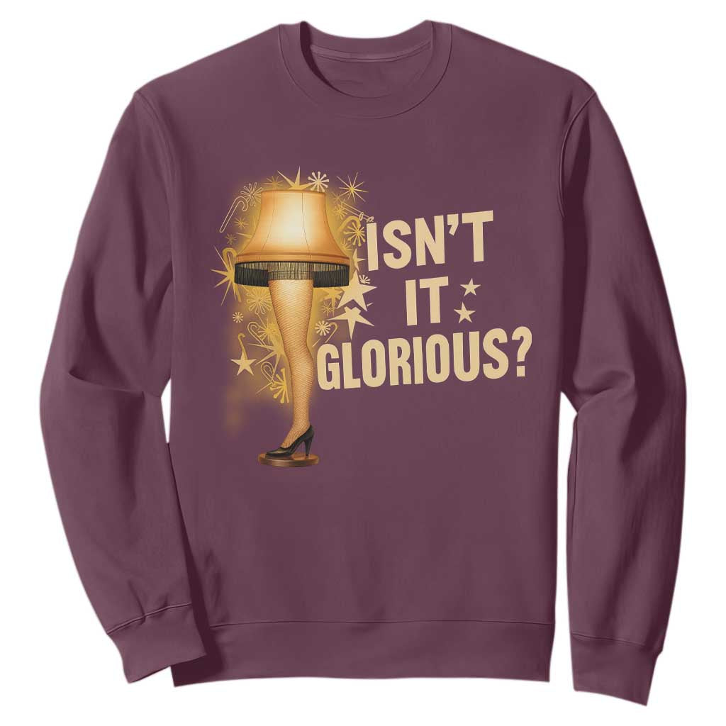 Funny Christmas Movie Leg Lamp Sweatshirt Isnt It Glorious TS11 Maroon Print Your Wear