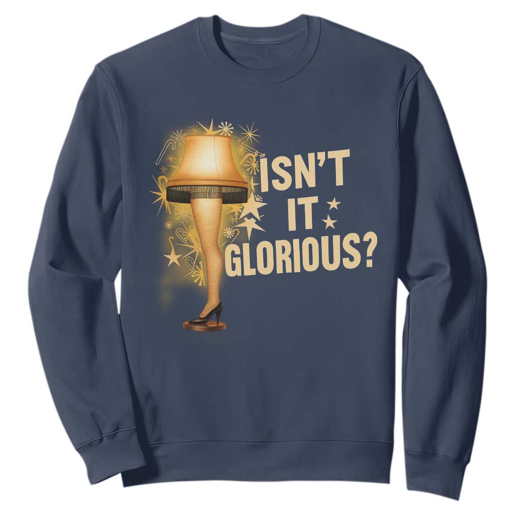 Funny Christmas Movie Leg Lamp Sweatshirt Isnt It Glorious TS11 Navy Print Your Wear