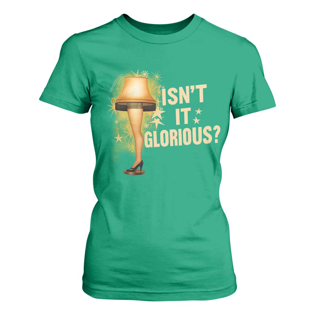 Funny Christmas Movie Leg Lamp T Shirt For Women Isnt It Glorious TS11 Irish Green Print Your Wear