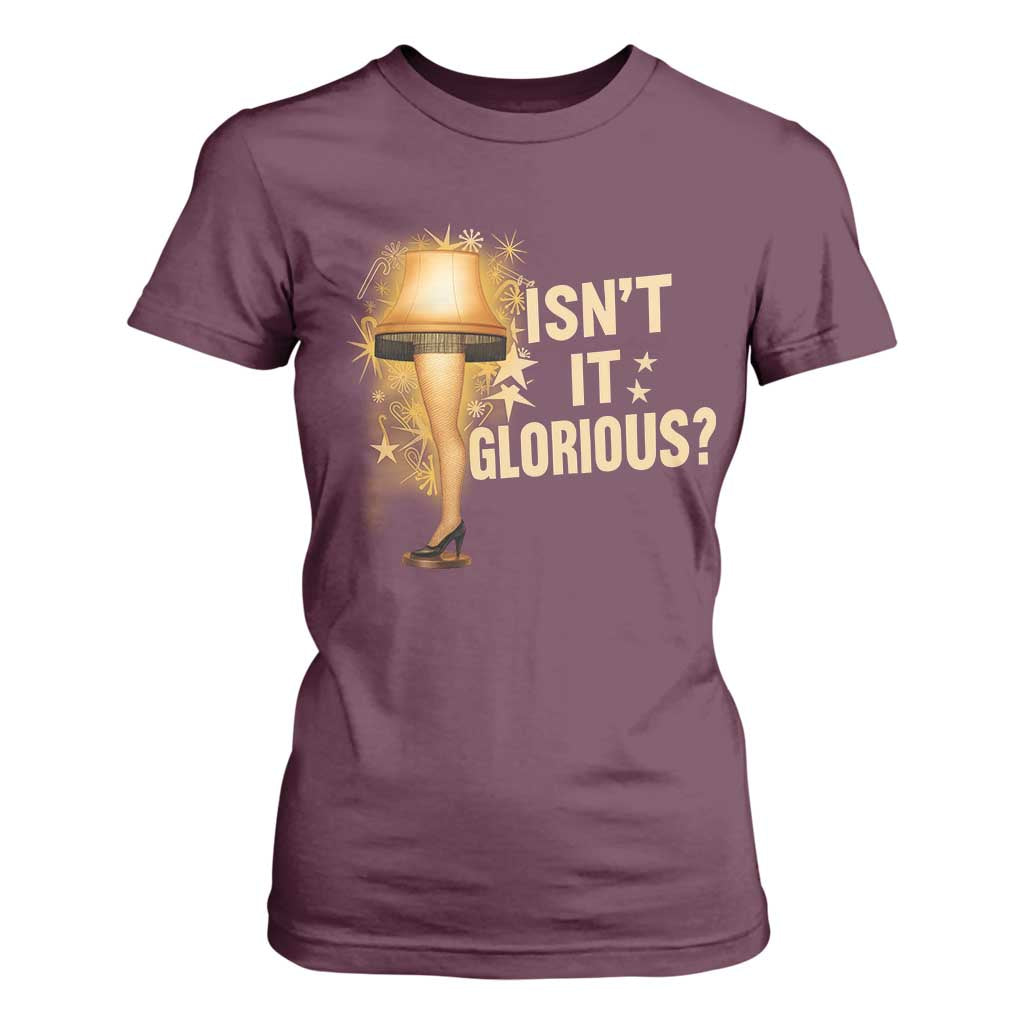 Funny Christmas Movie Leg Lamp T Shirt For Women Isnt It Glorious TS11 Maroon Print Your Wear