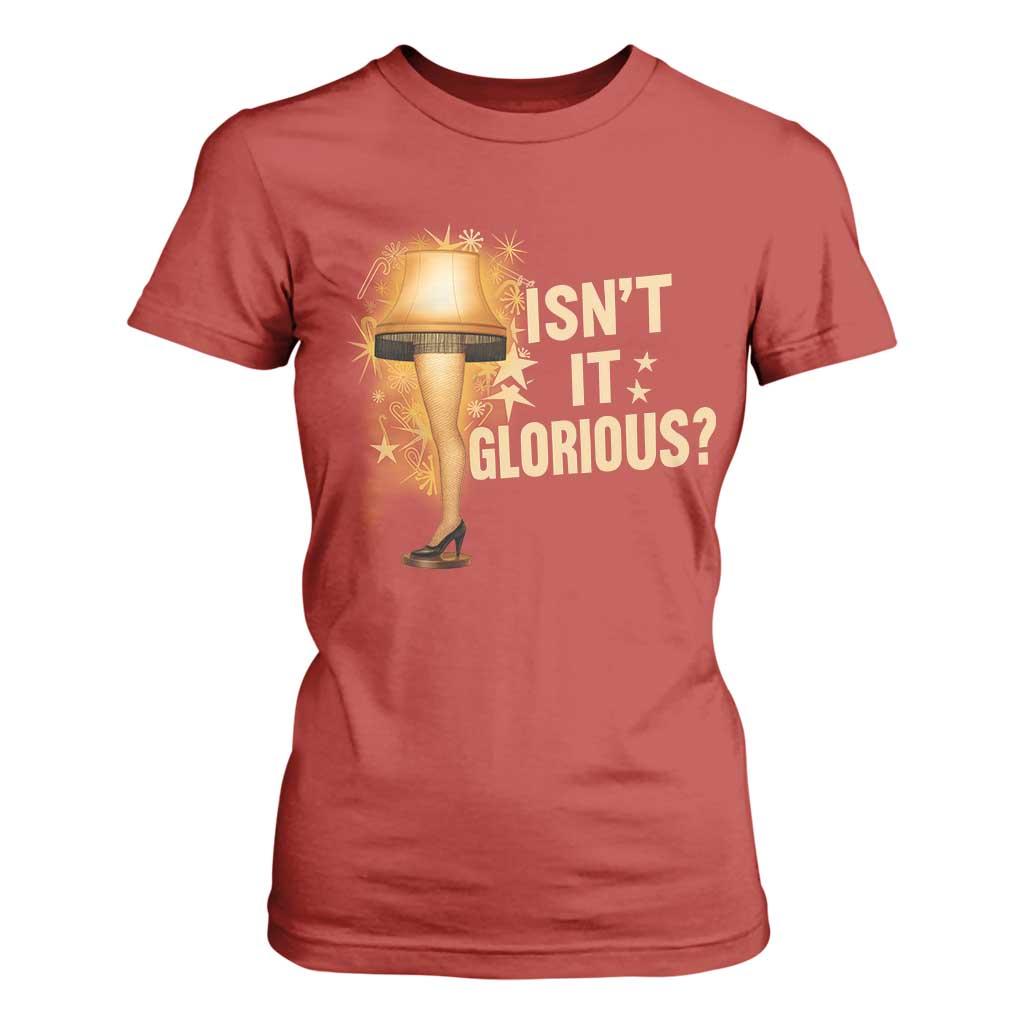 Funny Christmas Movie Leg Lamp T Shirt For Women Isnt It Glorious TS11 Red Print Your Wear