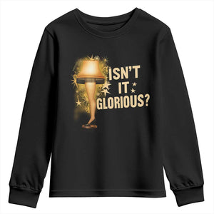 Funny Christmas Movie Leg Lamp Youth Sweatshirt Isnt It Glorious TS11 Black Print Your Wear